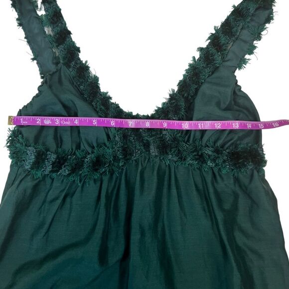 Max Studio Emerald Silk/Linen Blend Dress with Pom Pom Detail - Picture 8 of 12